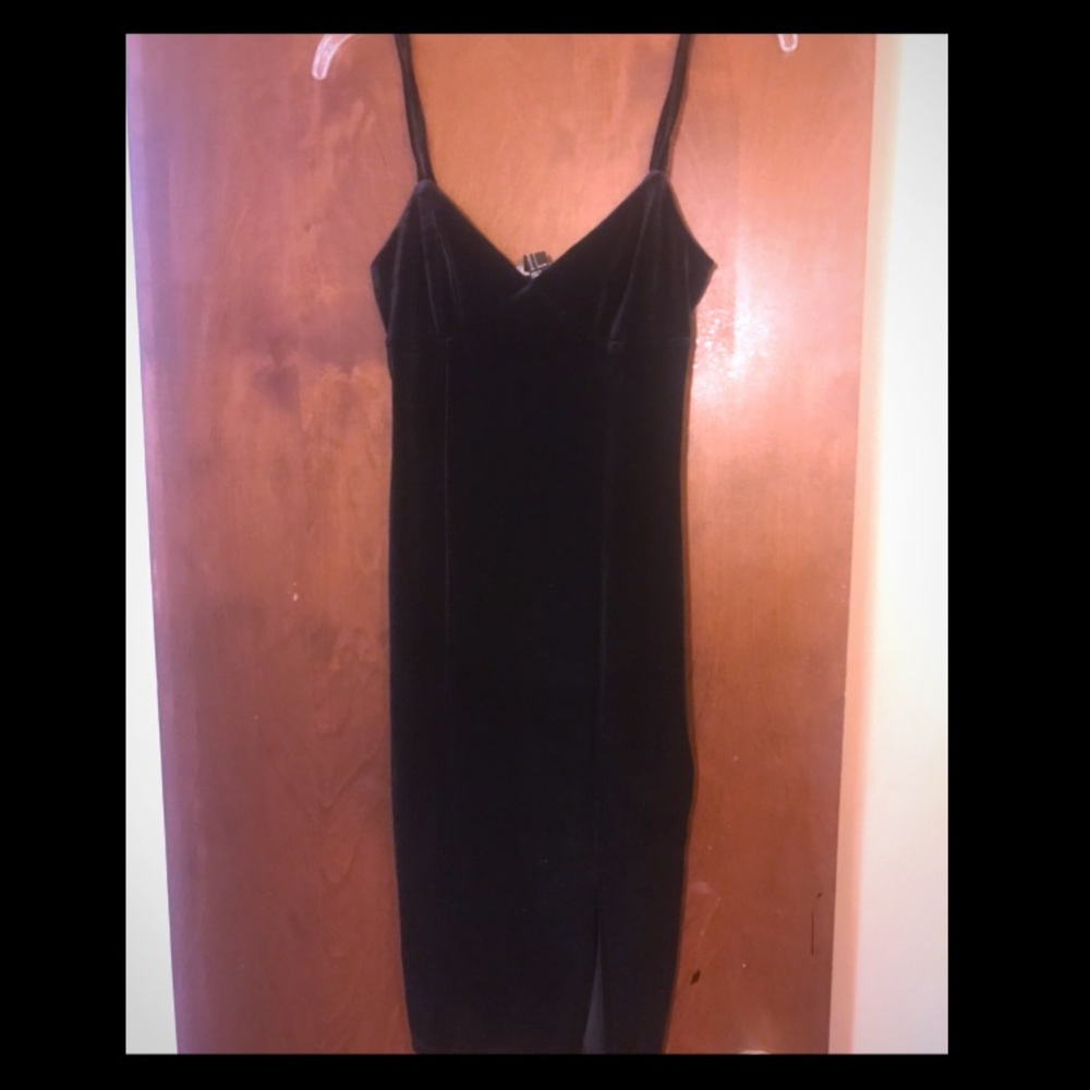 Small Velvet Cami Dress with Slit - Picture 2 of 3